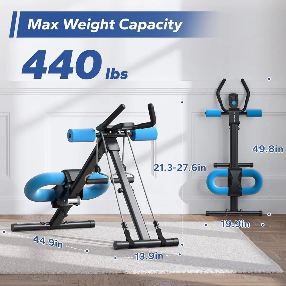 Foldable Ab Workout Machine with Adjustable Resistance & LCD Progress Monitor – Sculpt & Tone Your Core at Home